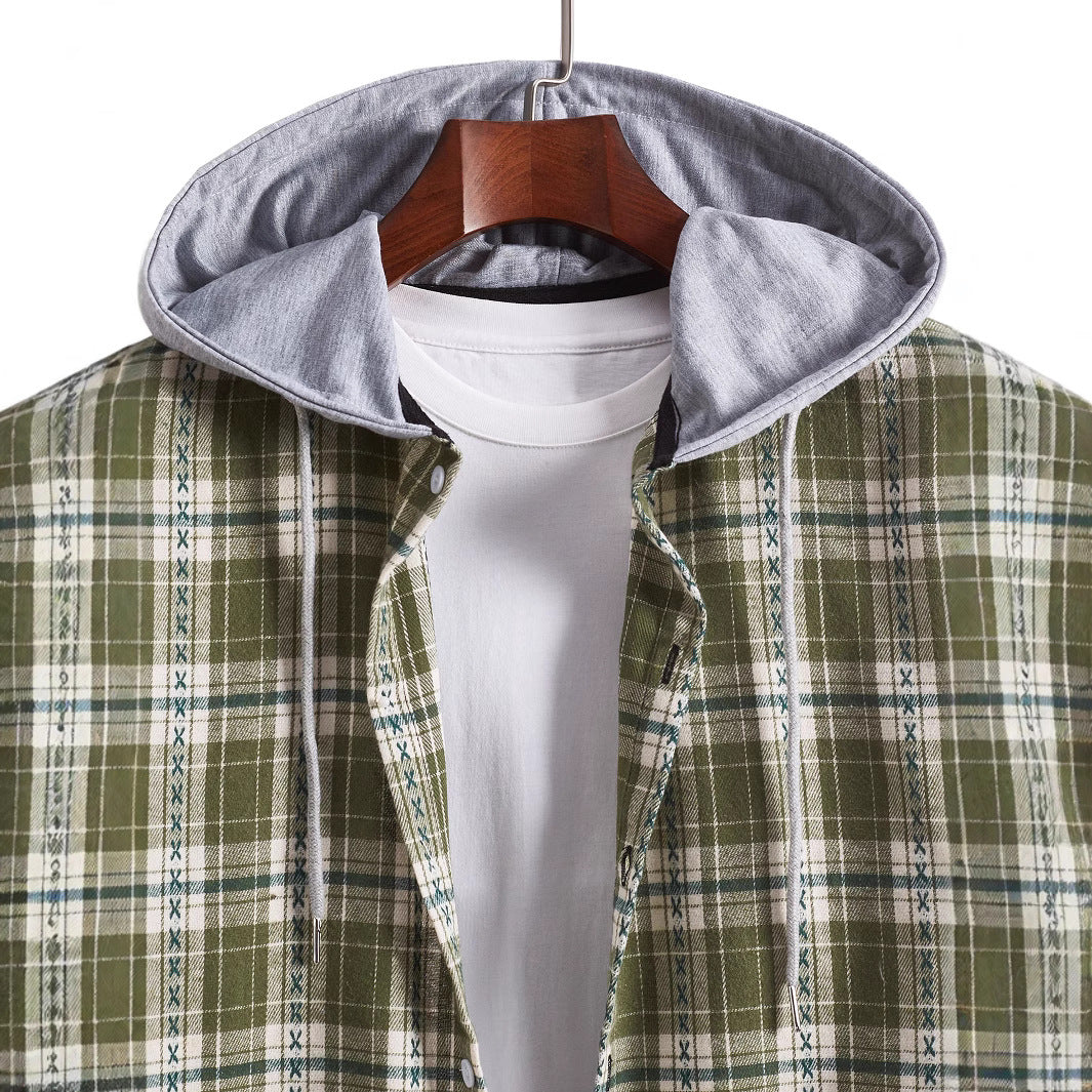 Herren Flanellhemden mit integrierter Kapuze Aliams
