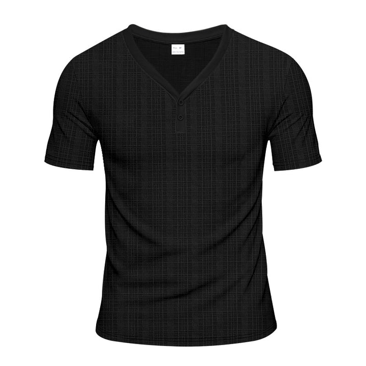 Herren Kurzarm Henley-Shirt mit strukturiertem Design und praktischen Knopfdetails Aliams