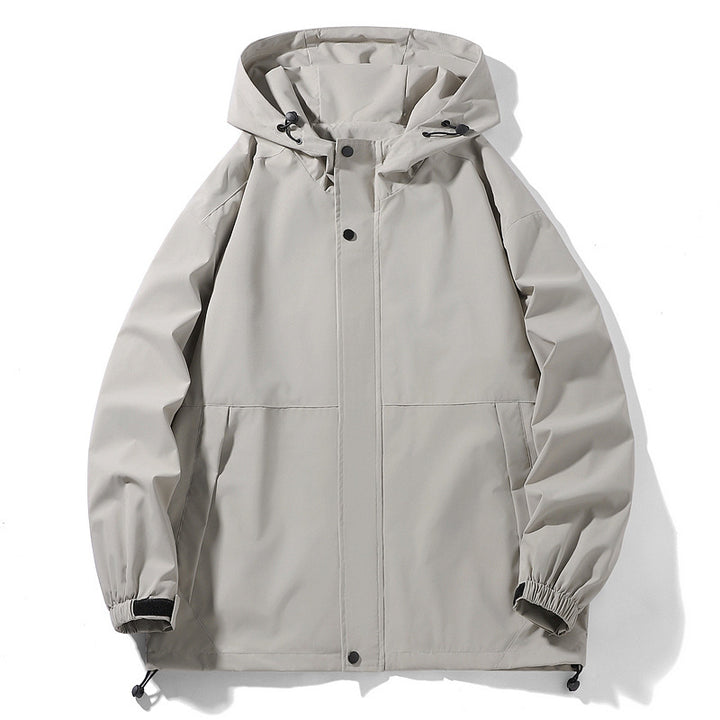 Herren Wasserabweisende Übergangsjacke mit verstellbarer Kapuze und praktischen Taschen Aliams