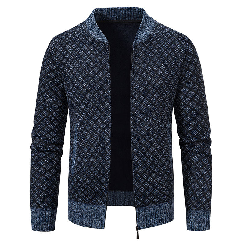 Herren Urbaner Strickjacke mit asymmetrischem Reißverschluss, hohem Kragen und modernen Details Aliams