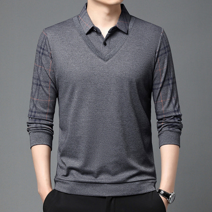 Herren eleganter V-Ausschnitt Pullover mit strukturiertem Kragen und modernem Design Aliams