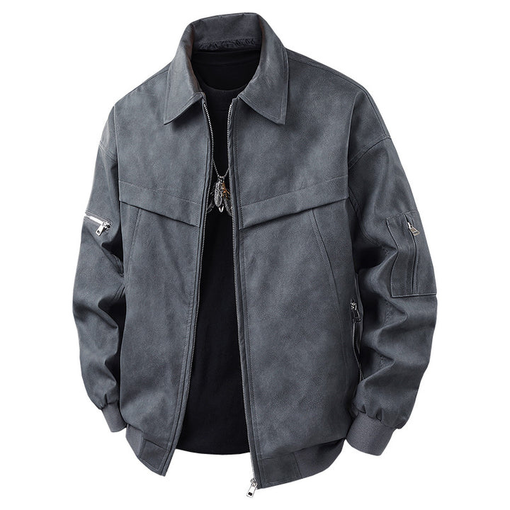 Herren Kunstlederjacke im lässigen Biker-Stil mit praktischen Taschen Aliams