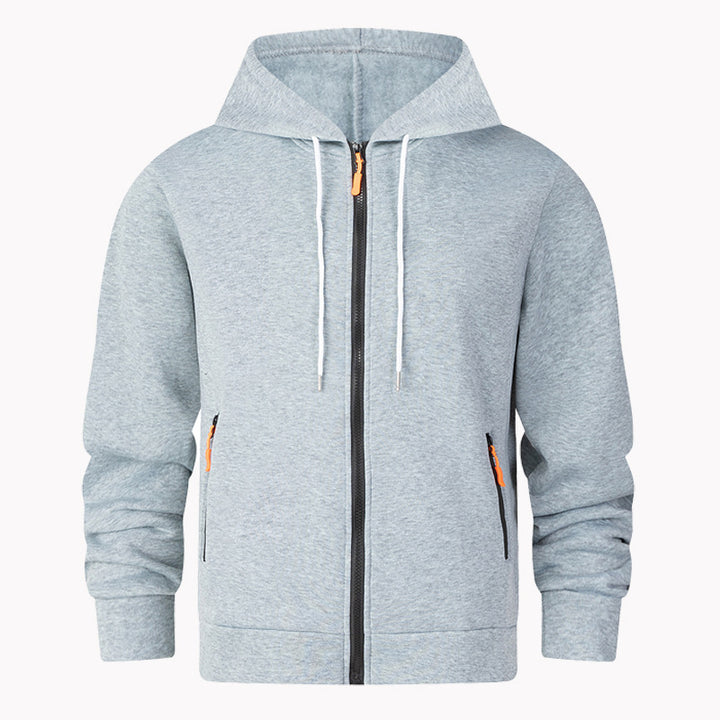 Herren sportlicher Fleece-Hoodie mit funktionalen Reißverschlusstaschen Aliams