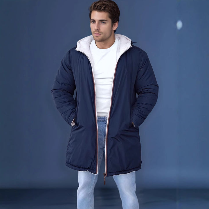 Herren Wendbarer Steppmantel mit Kapuze und praktischen Taschen Aliams