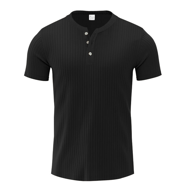 Herren Kurzarm-Henley-T-Shirt mit strukturiertem Design Aliams