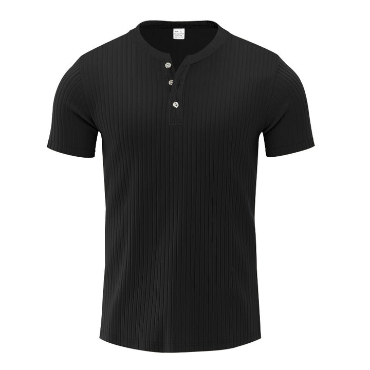 Herren Kurzarm-Henley-T-Shirt mit strukturiertem Design Aliams