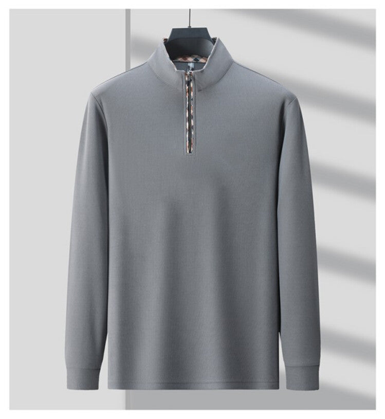 Herren Sportliches Langarmshirt mit Stehkragen und modischem Reißverschluss Aliams