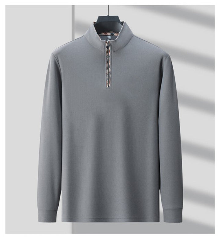 Herren Sportliches Langarmshirt mit Stehkragen und modischem Reißverschluss Aliams