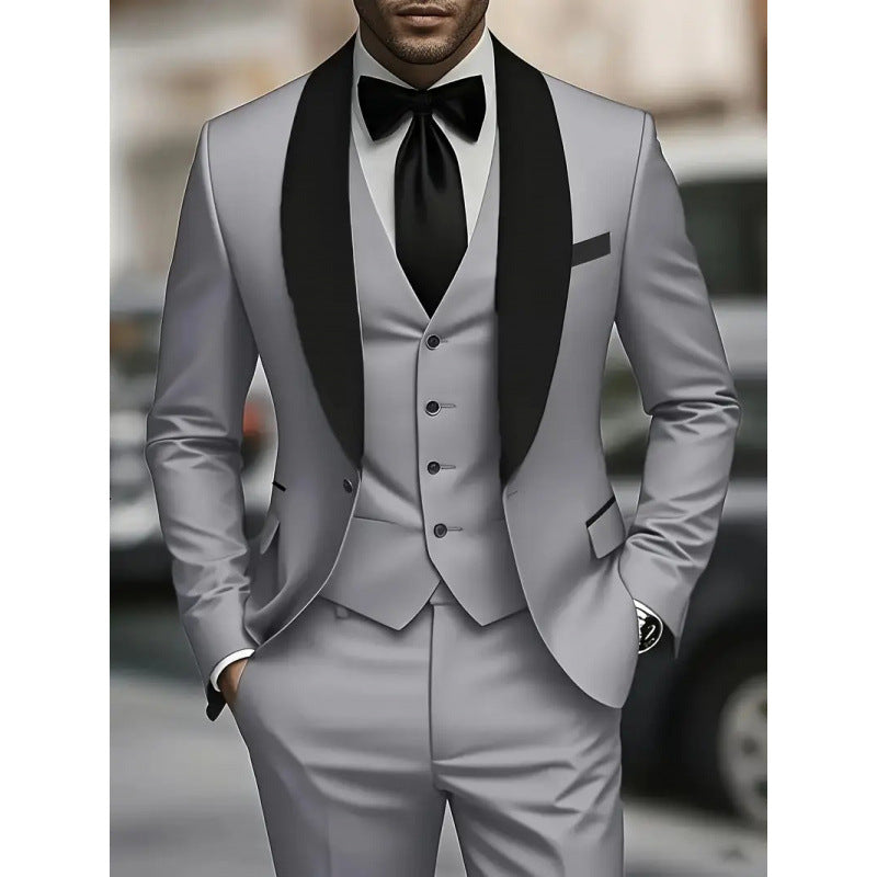 Herren elegantes Anzugset mit schmal geschnittenem Sakko und Weste Aliams