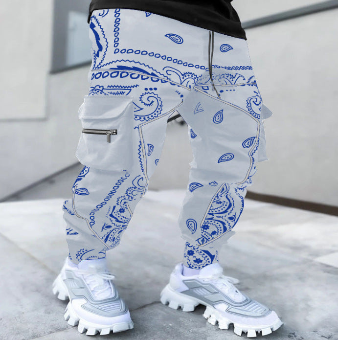 Herren Cargo-Hose mit ausgefallenem Bandana-Muster und praktischen Taschen Aliams