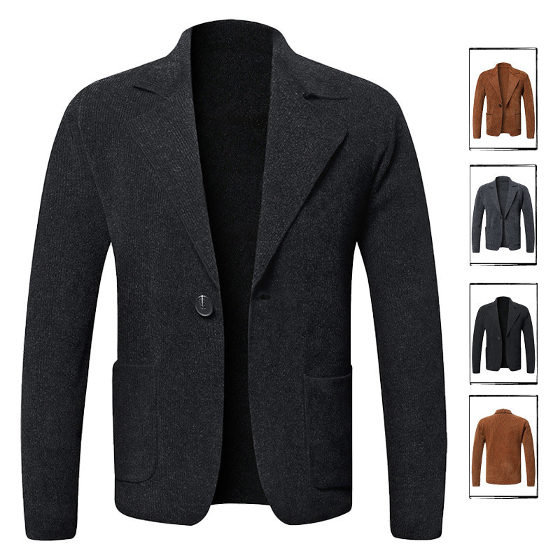 Herren eleganter Strickblazer mit praktischen Taschen Aliams