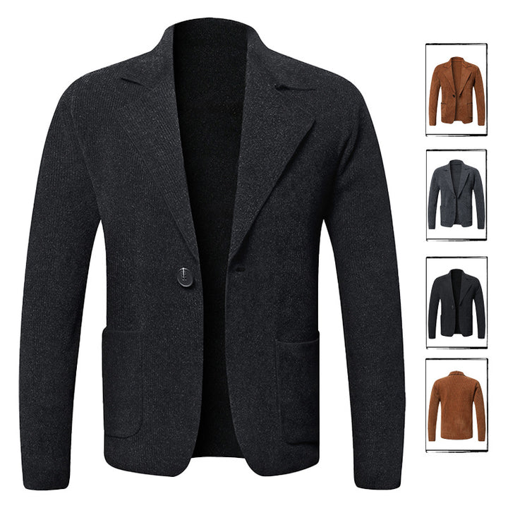 Herren eleganter Strickblazer mit praktischen Taschen Aliams