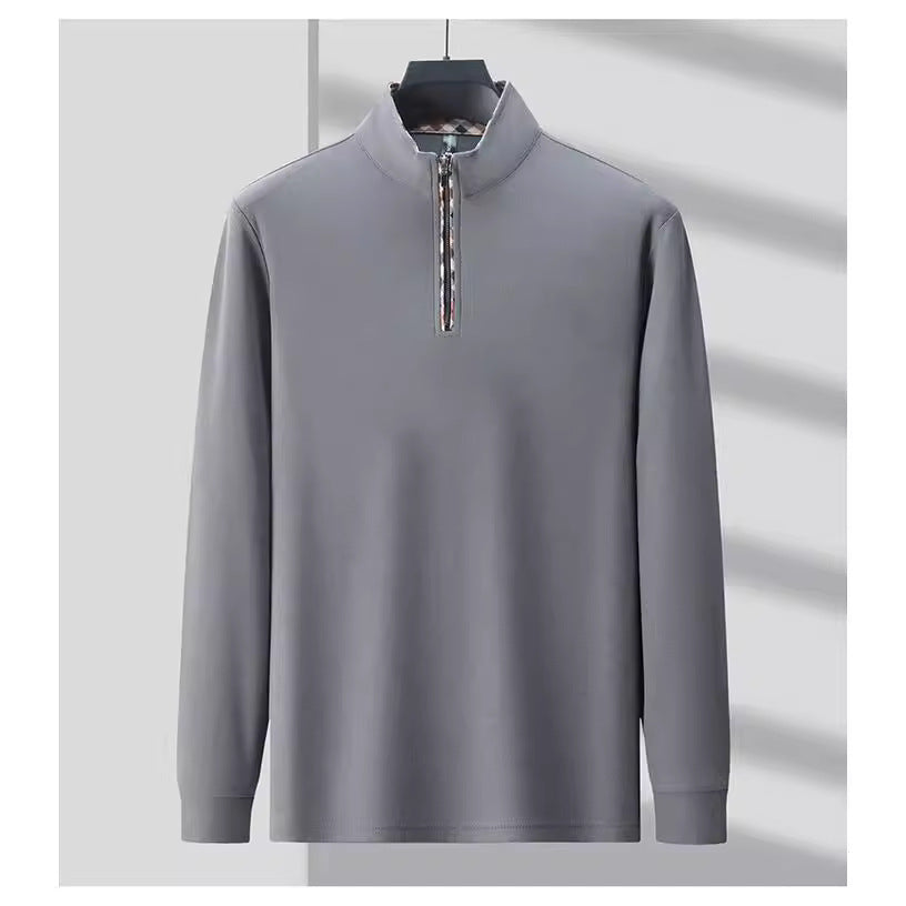 Herren Sportliches Langarmshirt mit Stehkragen und modischem Reißverschluss Aliams