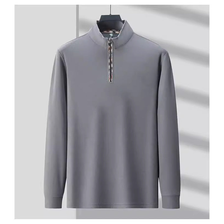 Herren Sportliches Langarmshirt mit Stehkragen und modischem Reißverschluss Aliams