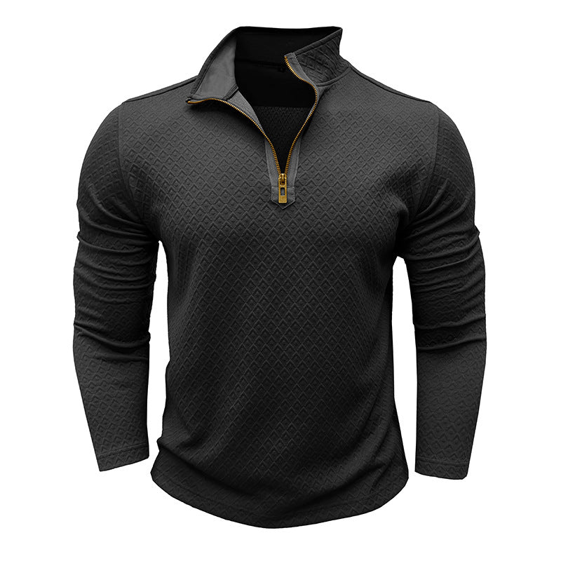 Herren Funktionspullover mit Stehkragen und hochwertiger Struktur Aliams