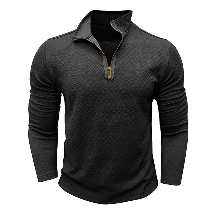 Herren Funktionspullover mit Stehkragen und hochwertiger Struktur Aliams