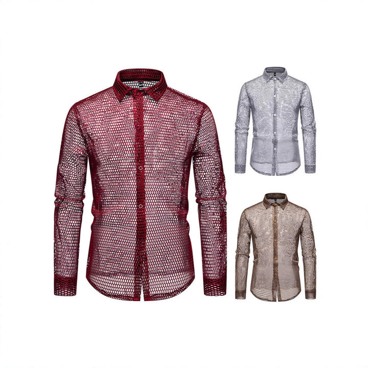 Herren elegante Netzhemd mit exklusivem Design und atmungsaktiven Eigenschaften Aliams