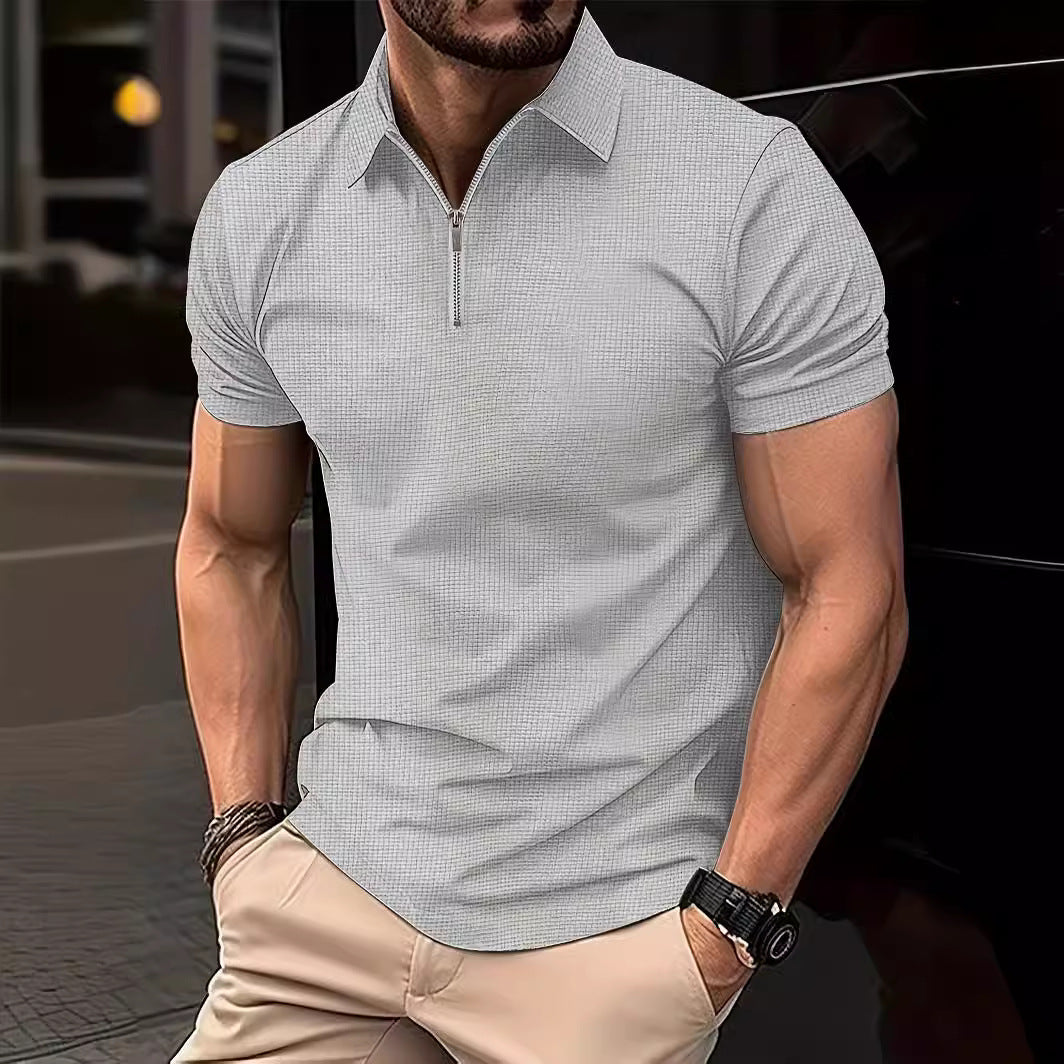 Herren Kurzarm Poloshirt mit Reißverschluss und strukturiertem Design Aliams