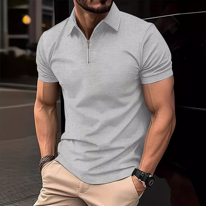 Herren Kurzarm Poloshirt mit Reißverschluss und strukturiertem Design Aliams