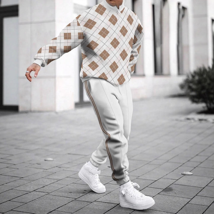 Herren Sportliches Sweatshirt mit modernem Zipper und grafischem Muster Aliams