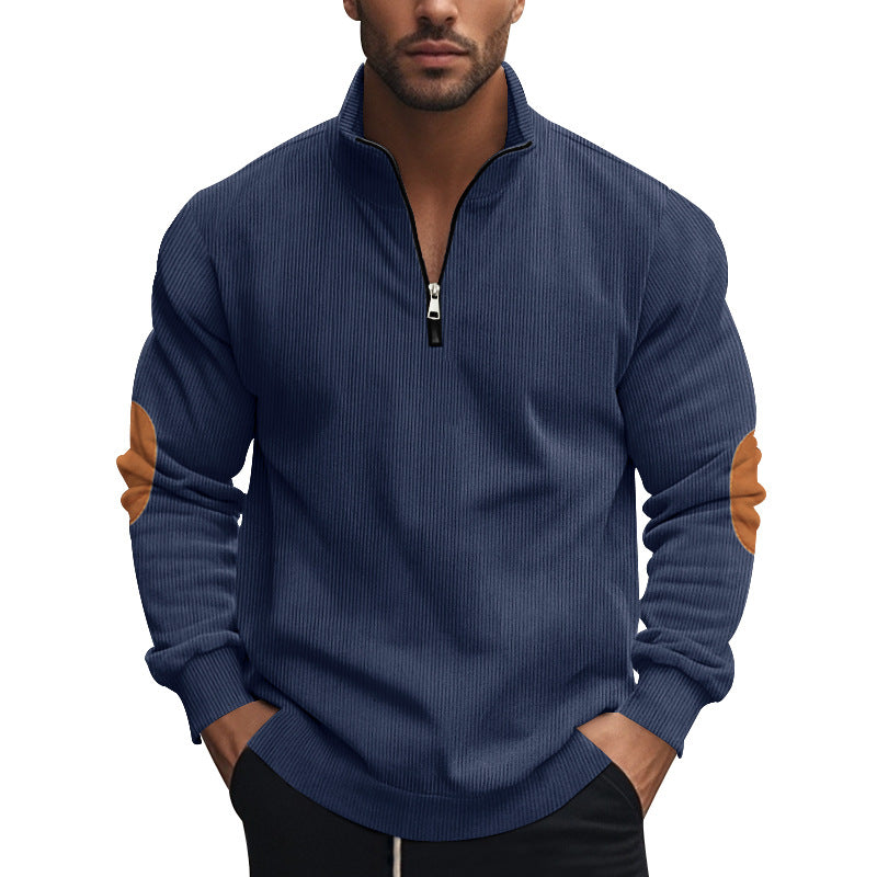 Herren Pullover mit halbem Reißverschluss und strukturiertem Design Aliams