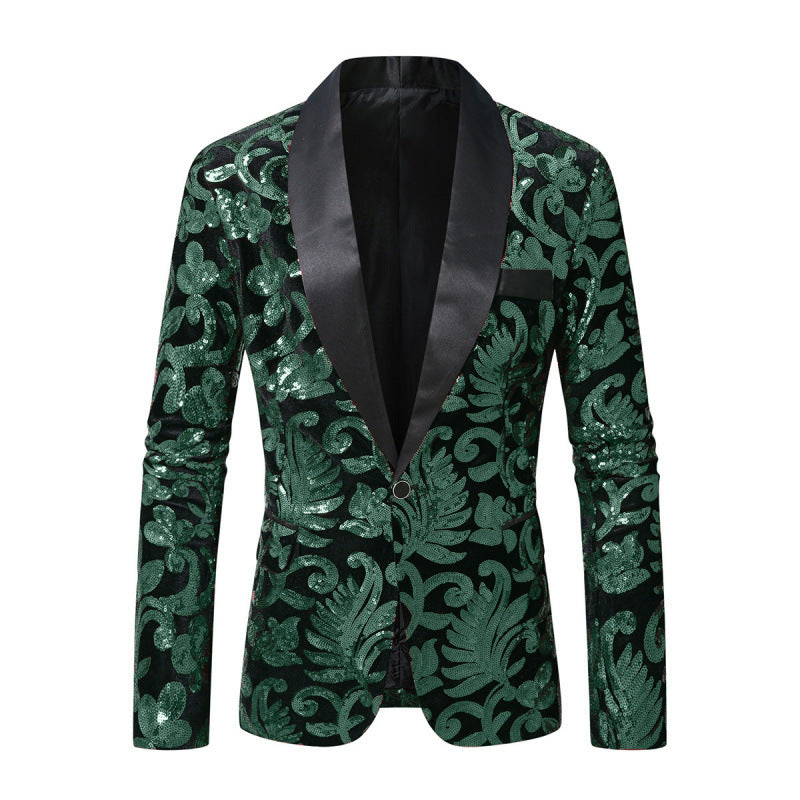Herren Glamouröser Paillettenblazer mit filigranem floralem Design Aliams