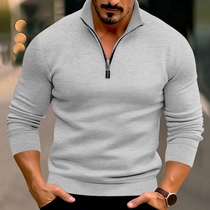 Herren Strickpullover mit halbem Reißverschluss und bequemem Schnitt Aliams