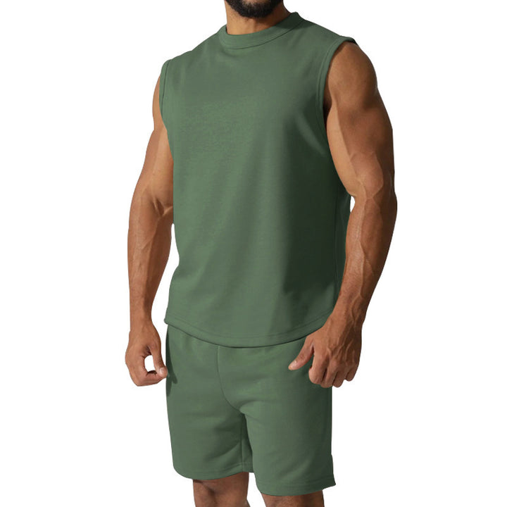 Herren Sportliches ärmelloses Trainingsset mit bequemen Shorts und atmungsaktivem Material Aliams