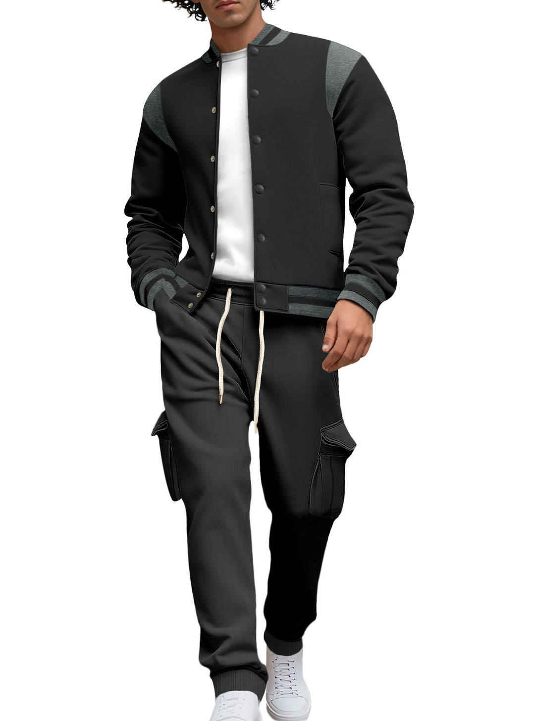 Herren stylische College-Jacke mit asymmetrischem Design Aliams