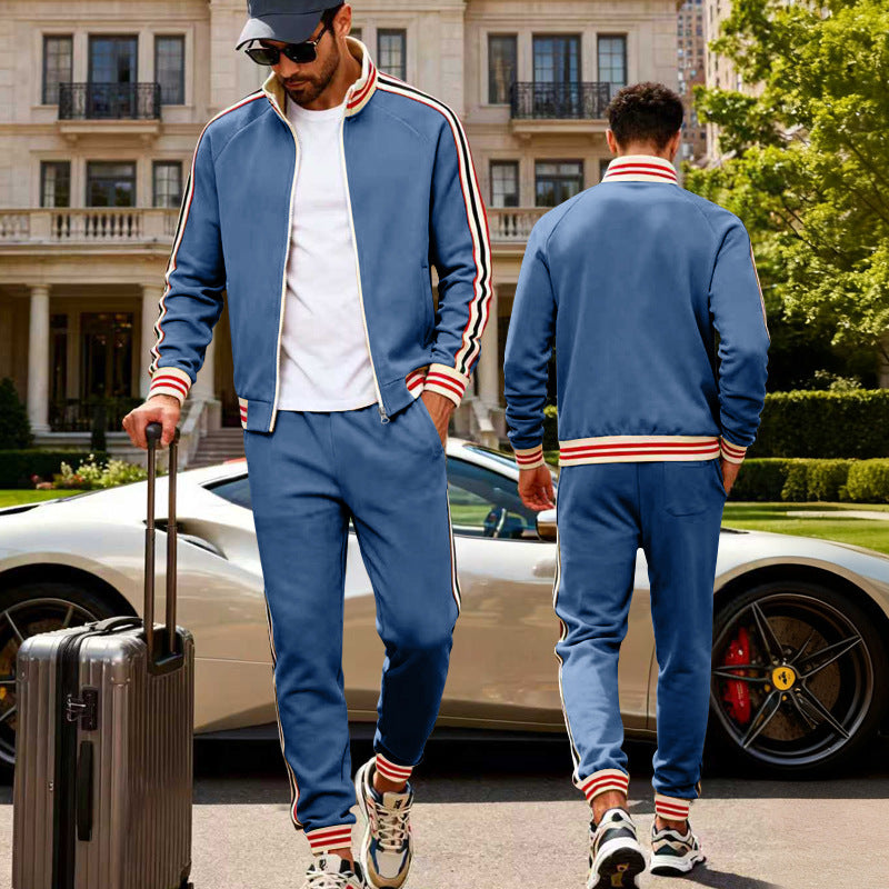 Herren sportlicher Freizeitanzug mit kontrastierenden Streifen Aliams