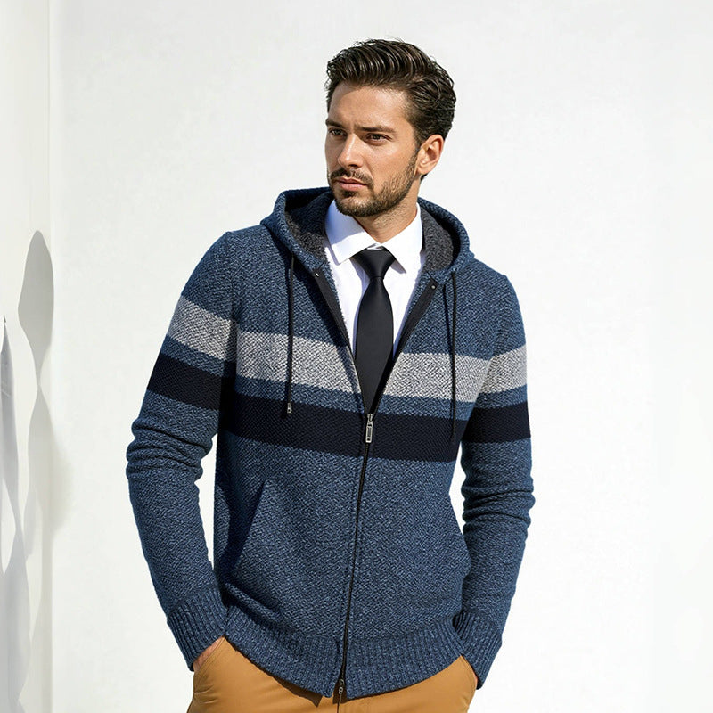 Herren stylische Strickjacke mit Kapuze und innovativem Design Aliams