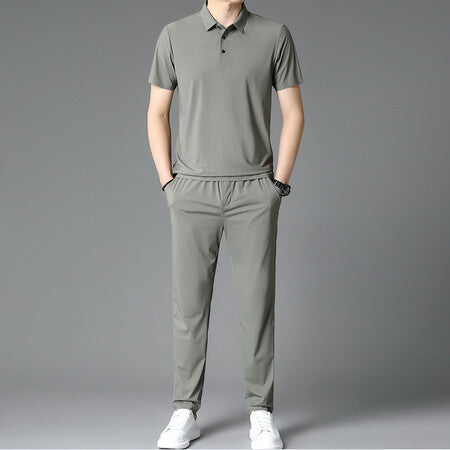 Herren Sportliches Ensemble aus atmungsaktiver Poloshirt und Jogginghose Aliams