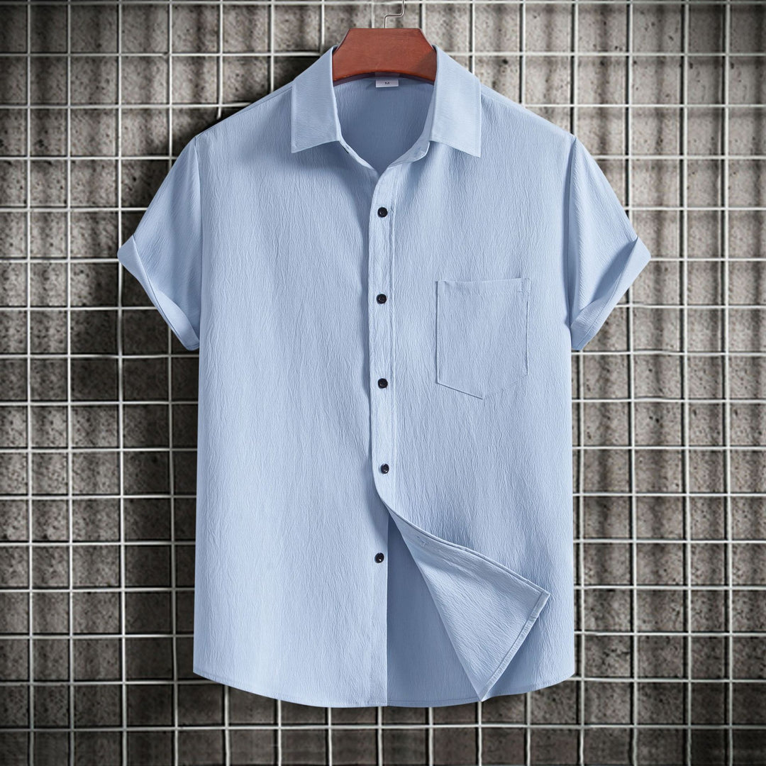 Herren Kurzarmhemd aus atmungsaktivem Strukturstoff mit klassischem Kragen Aliams