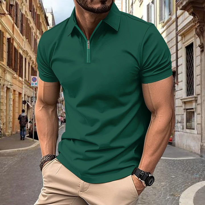 Herren Poloshirt mit kurzem Reißverschluss und modernem Stehkragen Aliams