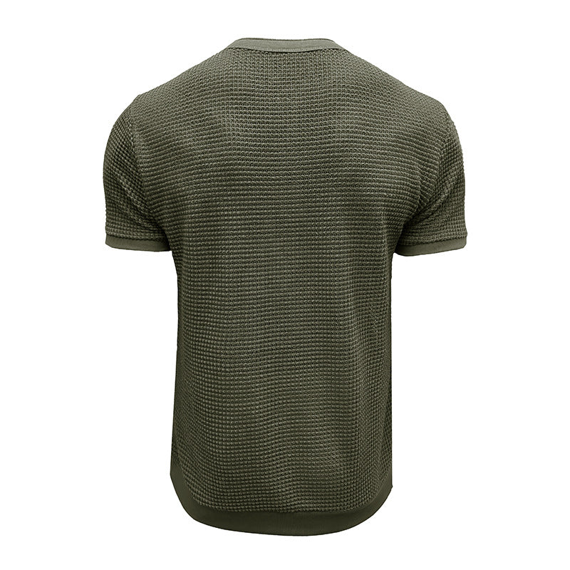 Herren Kurzarm-Henley-Shirt mit strukturiertem Design und edler Knopfleiste Aliams