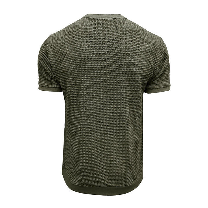 Herren Kurzarm-Henley-Shirt mit strukturiertem Design und edler Knopfleiste Aliams