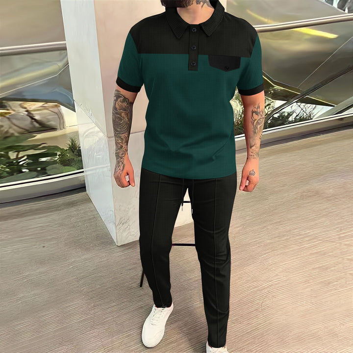 Herren Elegantes Poloshirt mit strukturiertem Design und passenden Slim-Fit Hosen Aliams