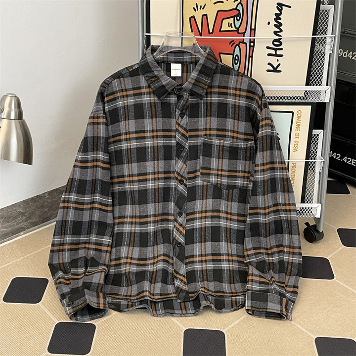 Herren kariertes Hemd mit bequemer Passform und Brusttasche Aliams