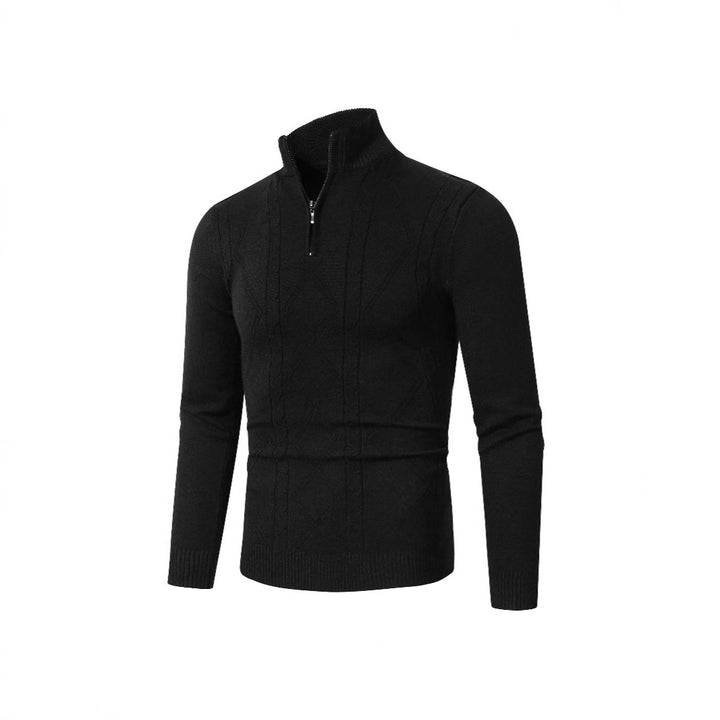 Herren Strickpullover mit modernem Zopfmuster und hohem Stehkragen Aliams