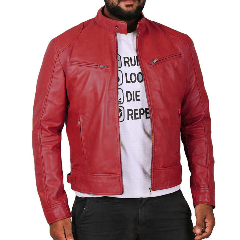 Herren hochwertige Biker-Lederjacke Aliams