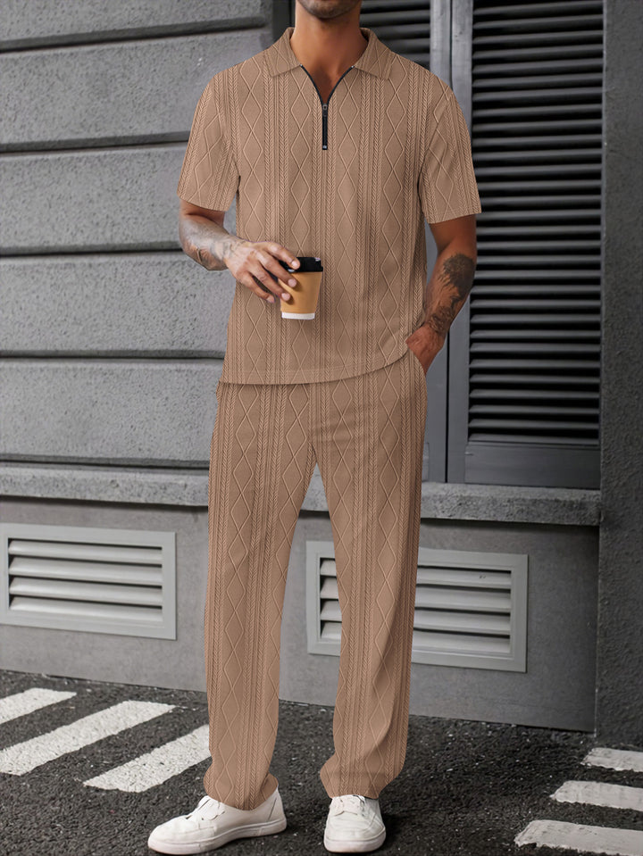 Herren elegantes Freizeit-Set mit Reißverschluss und strukturiertem Design Aliams