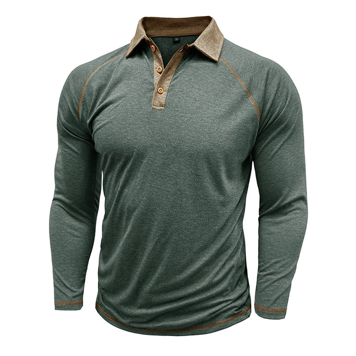 Herren Sportliches Langarm Polohemd mit strukturierter Kragenpartie und modischem Knopfdesign Aliams