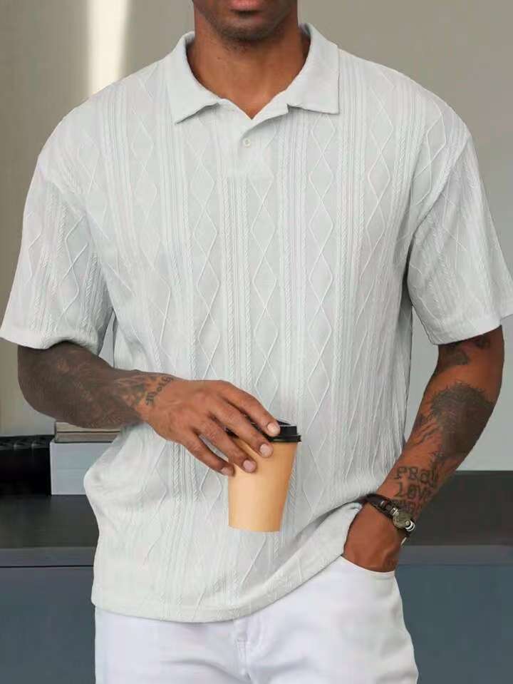 Herren Kurzarm Poloshirt mit strukturiertem Muster und modischem Kragen Aliams