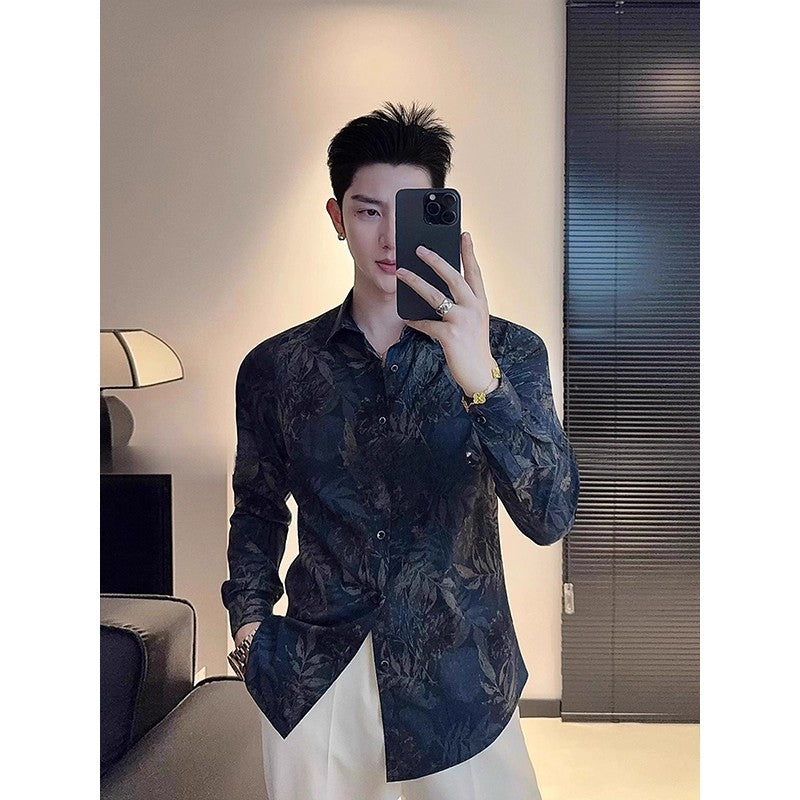 Herren Elegantes Langarmhemd mit auffälligem Druckdesign Aliams