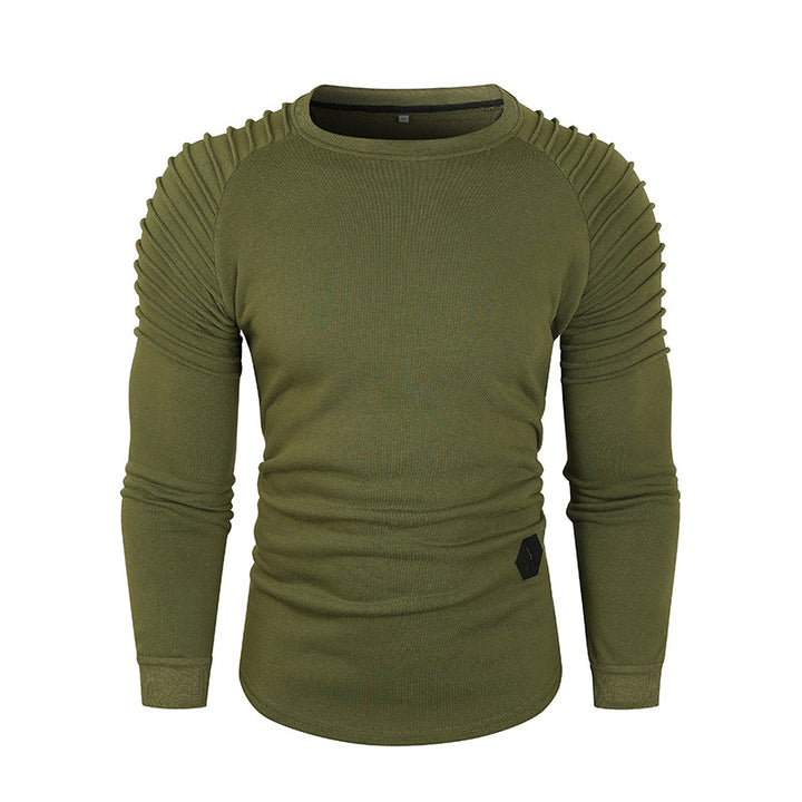 Herren Rundhalsshirt mit strukturierten Ärmeln und figurbetontem Schnitt Aliams