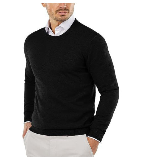Herren eleganter Rundhals-Pullover aus feiner Baumwolle Aliams