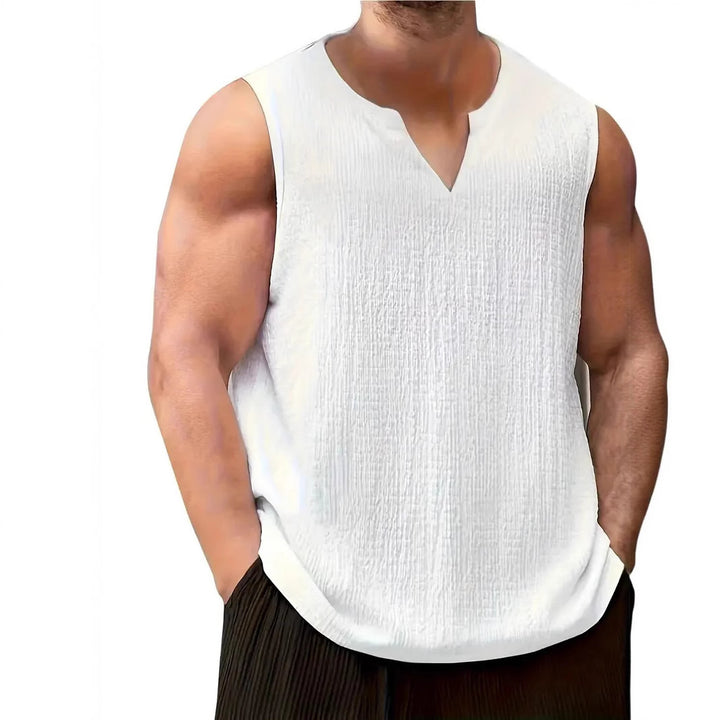 Herren Ärmelloses V-Ausschnitt Shirt aus atmungsaktiven Materialien Aliams