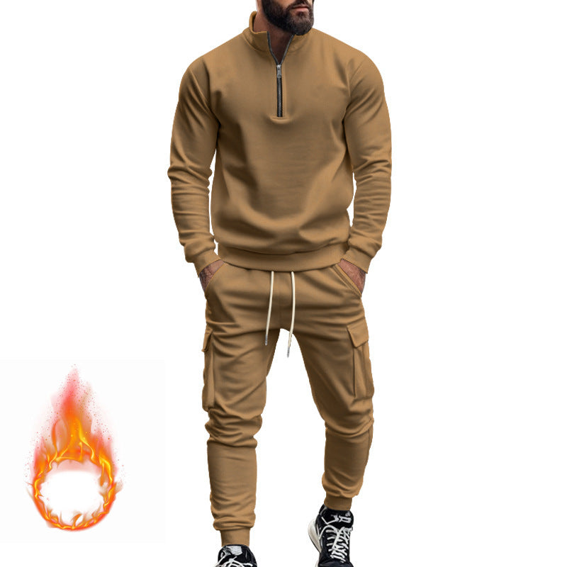 Herren Sportliches Fleece-Set mit funktionalem Reißverschluss und Cargo-Hosen Aliams