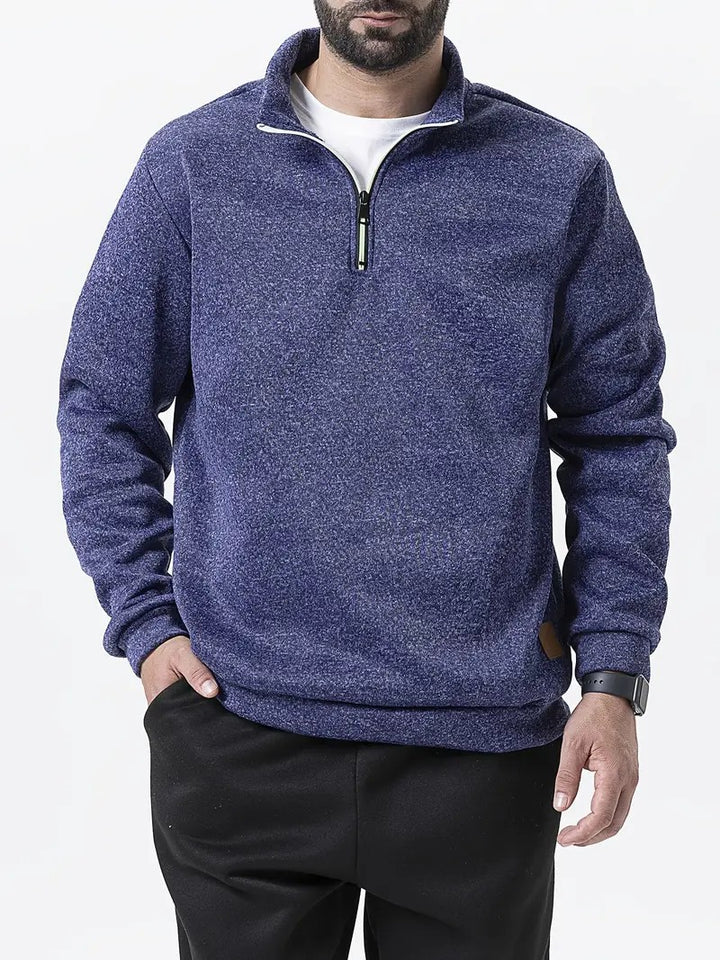 Herren Fleece-Pullover mit halbem Reißverschluss und strukturiertem Design Aliams