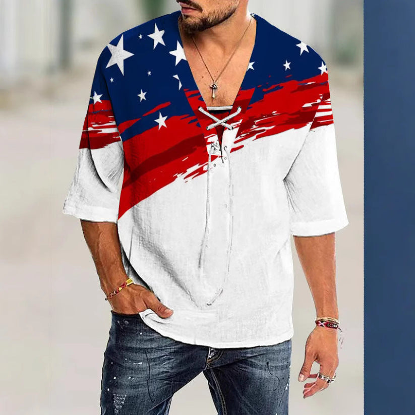 Herren grafisches Shirt mit modernem Schnürdesign Aliams